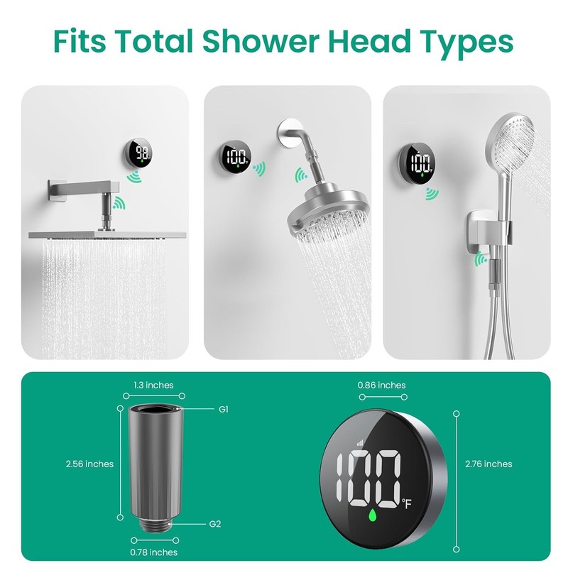 Longriver MX08 Wireless Shower Temperature Monitor, Shower Thermometer for Heads