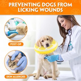SuplutuX Inflatable Collar Dog & Cats, Comfortable Dog Collar, Lick Protection with Drawstring, Adjustable Lick Protection Dog for Recovery After Surgery or Wounds, Does Not Block Vision, M