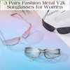 GGSTDDUP 3 Pairs Y2k Sunglasses for Women Men, Fashion Metal