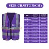 A-SAFETY Purple High visibility vest,Reflective Safety Vest Workwear 7 Pockets
