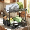 Nfnoyp Dish Drying Rack, 2 Tier Space-Saving Dish Rack, Multifunctional