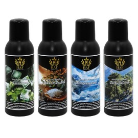 HAF® Saunaaufguss Konzentrat Set Winterwunder | 4 x 100 ml Saunaduft mit Eisminze, Euka Menthol, Wintertraum, Zirbelkiefer | Saunaöl aus 100% natürlichen ätherischen Ölen
