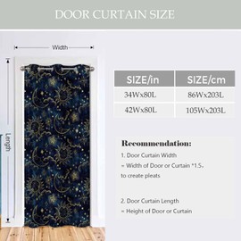 Haciadan Sun Moon Doorway Curtains Blue Star Cosmos Astrology Doorway Curtain 1 Panel 42" W X 80" L Door Drape for Kitchen Restaurant