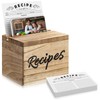 Hoteam Wooden Recipe Box with Cards and Rustic Wood Recipe