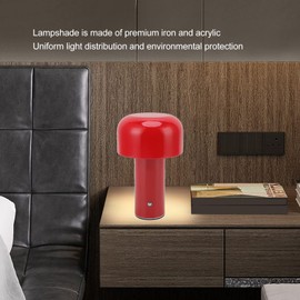 Fockety Pilz Lampe, USB Aufladung LED Nachttischlampe kleine dekorative Touch Tischlampe mit 3 Farbmodi, kleines dekoratives Nachtlicht für Schlafzimmer Home Decor Frauen Baby Kinder Gesch (Rot)
