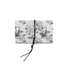 Gold Brocade Nishijin Weave Goshuin Book Holder, Goshuin Book Bag, Goshuin Book Case, Goshuin Book Cover, Fukusa, Cord, Made in Japan, 24 x 15, Dragon Tiger, Black and White (Large)