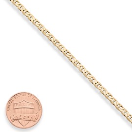 Miabella 18K Gold Over Sterling Silver Italian 3mm, 4mm Solid Diamond-Cut Mariner Link Chain Bracelet for Men Women, Made in Italy (3mm - Length 7.5 Inches)