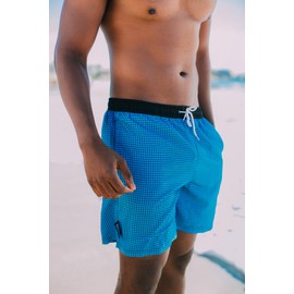 Guggen Mountain Swimming Trunks for Men, Quick-Drying Swimming Shorts Style 6 with Drawstring Beach Shorts, Board Shorts, Swimming Trunks for Men, Checked, Blue, Purple, Red, Brown, Green - xxl