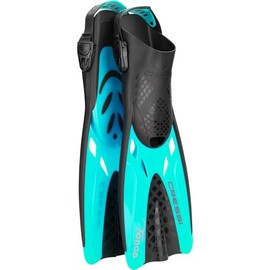 Cressi Tonga Short Adjustable Open Heel Fins, Translucent Aquamarine, L/XL