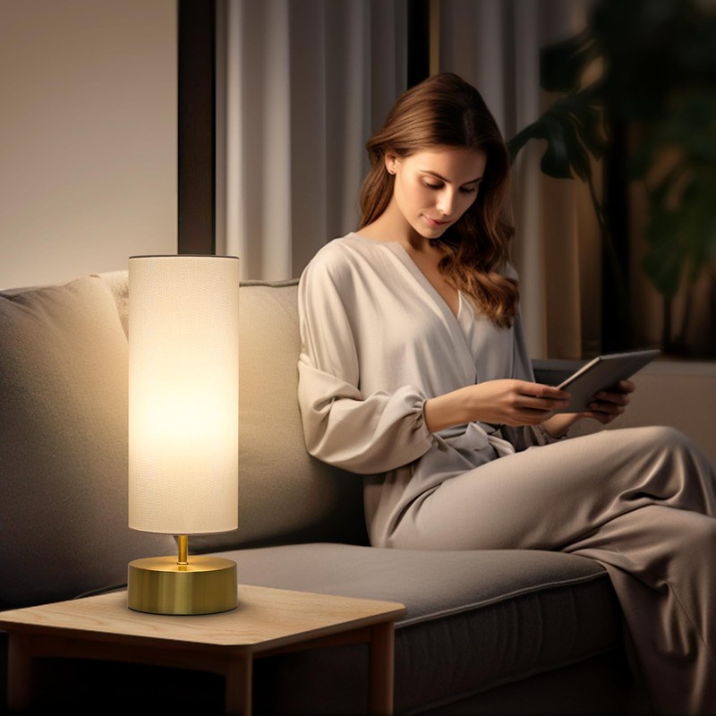 3-Way Dimmable Table Lamp, Touch Control Nightstand Lamp with White
