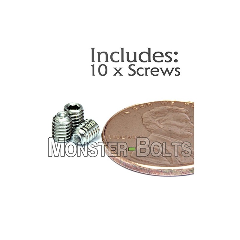 MonsterBolts - M3 x 4mm Cup Point Set Screws, DIN