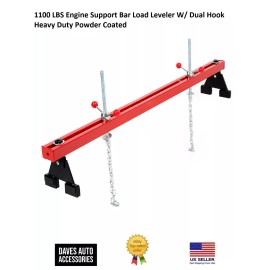 Autoparts Engine Hoist Support Bar Load Leveler W/ Dual Hook 1100LBS W/Mounting Hardware