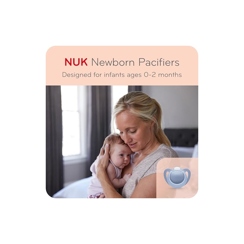 NUK Newborn Orthodontic Pacifiers, Girl, 0-2 Months, 2-Pack