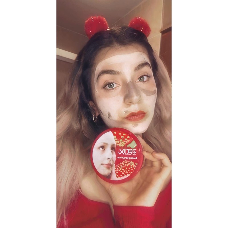 ZENIX Balaclava Face Mask Face Treatment Face with Strawberry