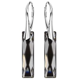 4 Colours Baguette Earrings 925 Silver Austrian Zirconia - Jewellery for Women and Girls - Drop Earrings Ideal for Gifts for Women Birthday Anniversary Mother's Day, Sterling Silver, Crystal