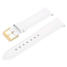 MARCHEL Smooth Leather Genuine Leather LLB Clasp in Gold Leather Bracelet Watch Strap Cowhide Leather Fine Leather, White, Classic