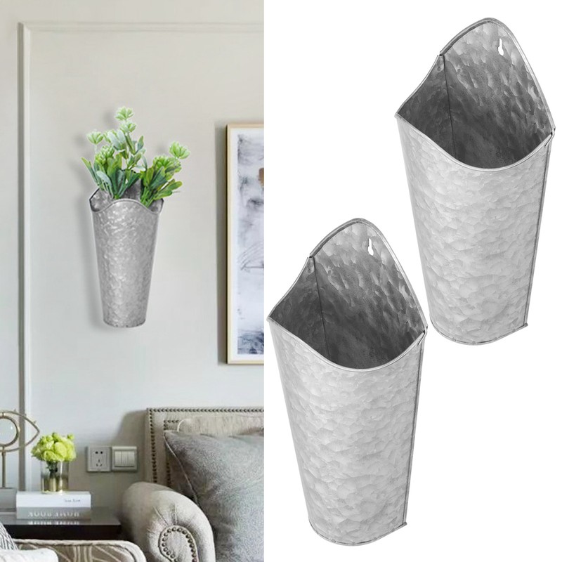 2PCS Iron Art Wall Planter Hanging Flowers Pot for Home