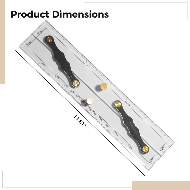 Parallel Ruler with Clear Markings, 12 in Navigation Plotting Tool,