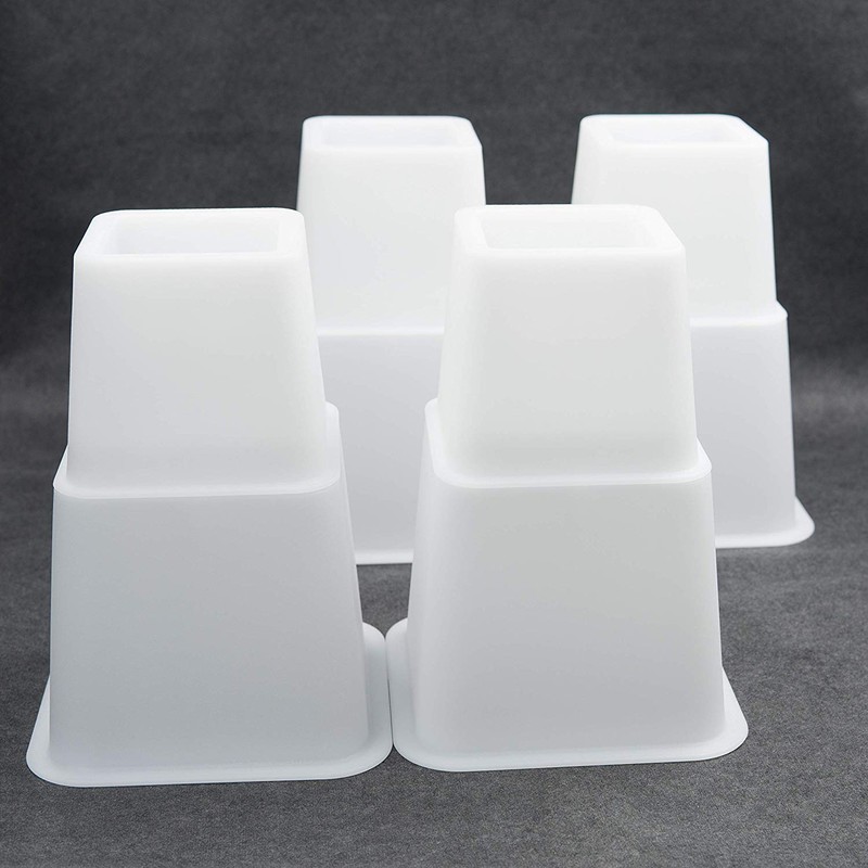 HomeRoots 3" 5" Or 8" White Adjustable Bed Risers Or