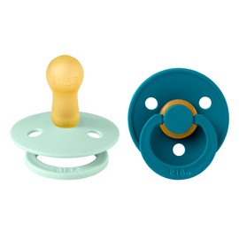 BIBS Colour Pacifier Pack of 2, BPA-Free, Cherry Shape Nipple. Natural Rubber/Latex, Made in Denmark. 6-18 Months (Pack of 2), Nordic Mint/Forest Lake