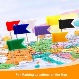Colored Flag Map Push Pins - Coideal 400 Pack Multicolored Decorative Travel Map Tacks Plastic Head with Steel Point for Cork Bulletin Board, Picture Hanging at Home Office School (8 Assorted Colors)