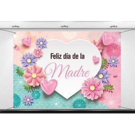 Nepnuser Feliz Dia De La Madre Photo Booth Backdrop Happy Mother's Day Decoration Best Mom Ever Indoor Outdoor Wall Decor (7×5ft)