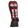 MadSportsStuff Wild Paw Over the Calf Socks (Maroon/White/Graphite, Large)