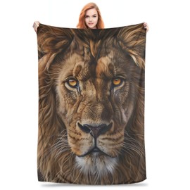 ainori for Majestic Lion Portrait Plush Flannel Throw Blanket - Ultra Soft, Warm, Comfy & Lightweight - Cozy, Fuzzy, Anti-Pilling Fabric - Ideal for Couch, Bedroom, Travel 50in×60in