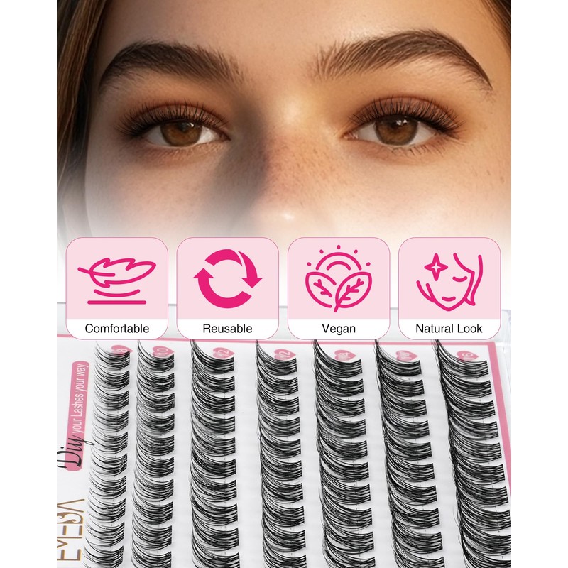 EMEDA Natural Lash Clusters C Curl Wispy Eyelash Clusters Natural