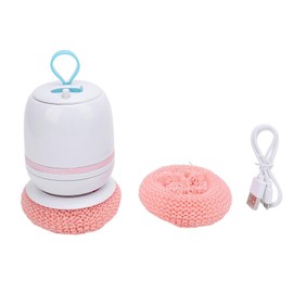 Electric Dish Washing Brush, USB Rechargeable Electric Spin Scrubber Handheld Cordless with Detergent Dispenser for Home Kitchen (Pink)