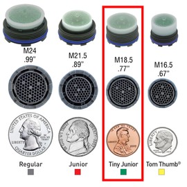 Flow Spray Faucet Aerator Cache 0.5 gpm Eco-Low Flow Hidden insert Aerated Stream with Install Key Standard/Junior/TIny/Tom Thumb (Lime Tiny Junior)