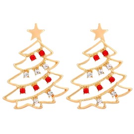 FDEETY Women's Fashion Hypoallergenic Ambient Colourful Cubic Zirconia Christmas Tree Earrings Premium Delicate Sweet Christmas Festive Earrings, Zinc, Not applicable.