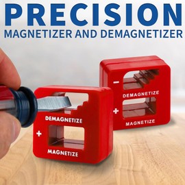 MeasuPro Demagnetizer and Magnetizer - Red - for Screwdrivers Tips, Bits, and Small Tools, Large or Big Screws, Drills, Drill Bits, Sockets, Nuts, Bolts, Nails and Precision Construction Tools