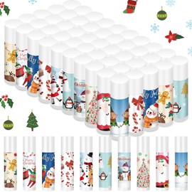 MTLEE 50 Piezas Bálsamo Labial Navideño a Granel con 10 Diseños 5 Regalos Navideños con Sabor Bálsamos Labiales Hidratantes Regalo para Rellenar la Bota para Niños, Mujeres y Hombres