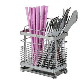 kaileyouxiangongsi 304 Stainless Steel Hanging 2 Compartments Mesh Utensil Drying Rack/Chopsticks/Spoon/Fork/Knife Drainer Basket Flatware Storage Drainer (Square)