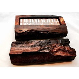 Mexican Train Dominoes - Rustic Hand Carved Ironwood (Palo fierro) Dominos – Dominoes Set Size: Length 10 inches, Width 6 inches, Height 4 inches.
