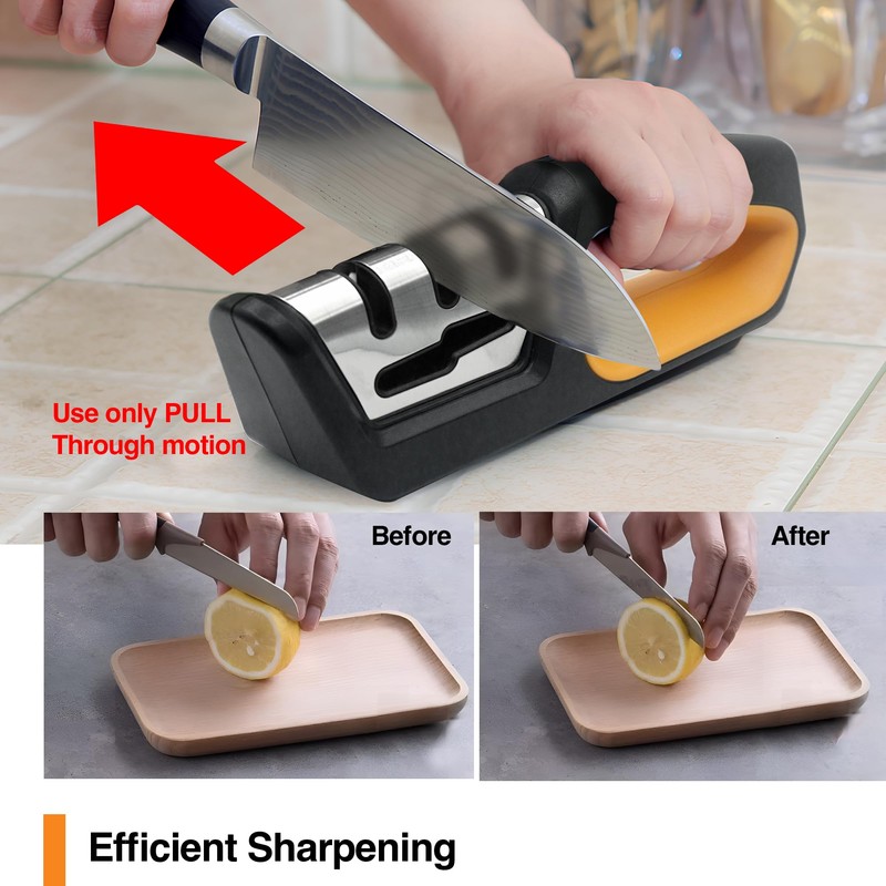 RESPECTED BRO 4-in-1 Knife and Scissors Sharpener, Premium Kitchen Knife