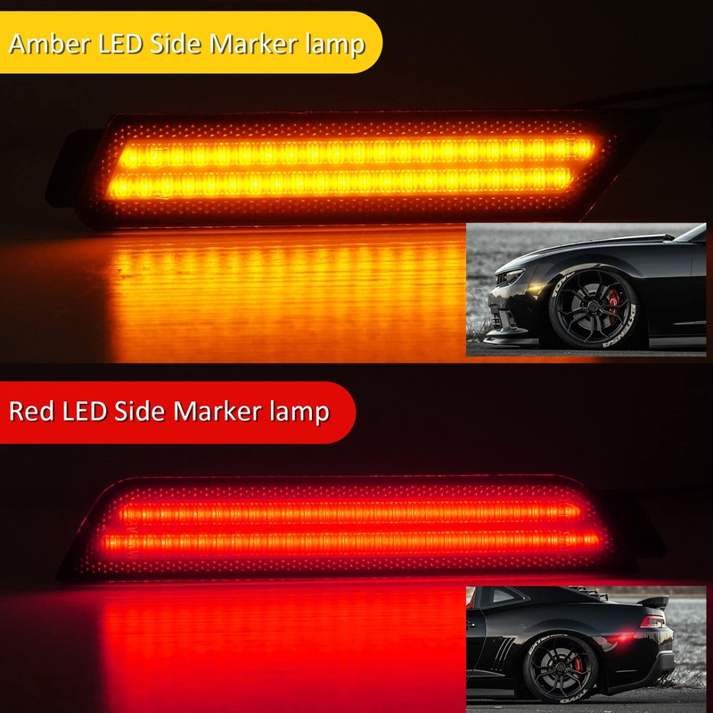 Bestview - Luces LED ahumadas laterales para Chevy Camaro 2010-2015,