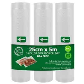 3 Rollos Sellado Alto Vacío [25x500cm] BPA FREE - Bolsas Gofradas