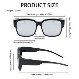 Long Keeper Polarised Fit Over Sunglasses for Women Men Wear Over Glasses Sunglasses Wrap Around Windproof Anti Glare Cycling Driving Sunglasses UV400