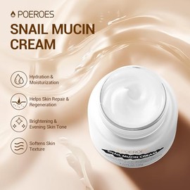 POEROES Crema hidratante facial con mucina de caracol al 99,3% de 4,23 onzas líquidas Crema hidratante facial de uso diario para pieles secas y sensib