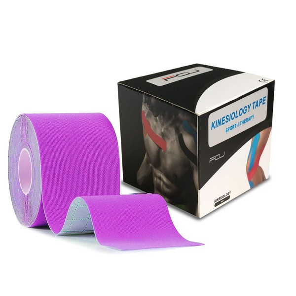 Kinesiology Theraeputic Tape Physio for Athletic Sports Recovery Pain Relieve Strong Adhesion Waterproof Original Cotton Uncut 2 Inch x 16.4 Feet (Purple)