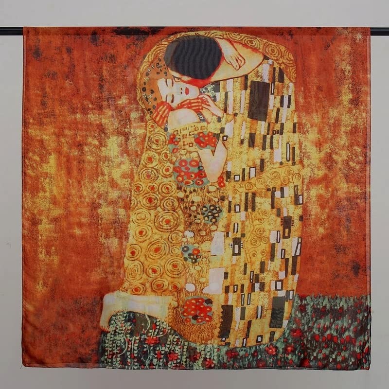 'Silk scarf - Klimt's 'The Kiss'. Hangs beautifully. Great 'Valentines'