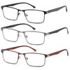 NaNaKo 3 Pack Reading Glasses for Men, Lightweight Blue Light