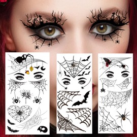 10 sheets spider web Bat spider Temporary tattoo Realistic decal face shoulder arm back party spooky scary decoration Design