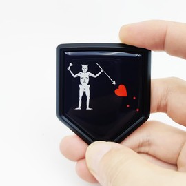 Overdecor Blackbeard Pirate Edward Teach Flag Decal Stickers Emblem Car Accessories Decorations Shield Flag Sticker Decals for Cars Truck Vehicles, 2 Pack