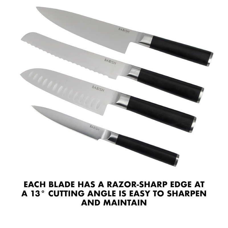 Babish 5-Piece Magnetic Forged Kitchen Knife Block Set – 1.4116