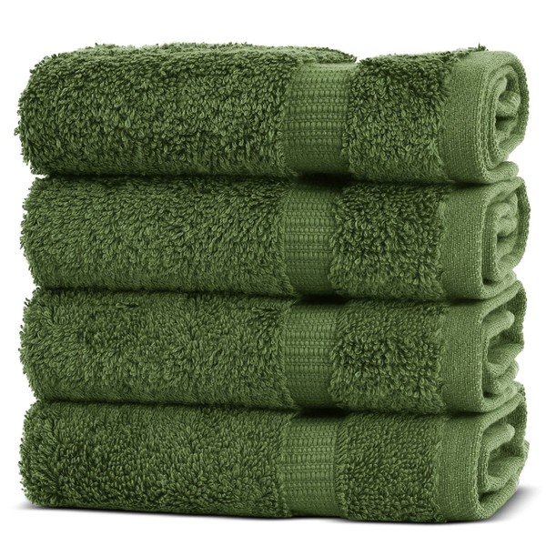 Chakir Turkish Linens Hotel & SPA Quality, Highly Absorbent 100% Cotton Turkish Washcloths (4 Pack, Moss)