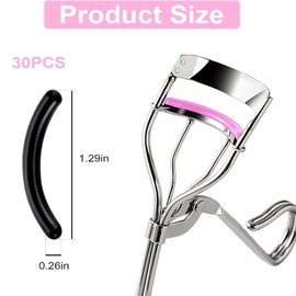 30Pcs Eyelash Curler Rubber Refills Pads - Colored Eye Lash Curler Refills, Black Lash Curler Refill Pads with Transparent Box, Suitable for Most Standard Eyelash Curlers (Black)