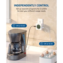 DEWENWILS Outlet Timer Indoor, Dual 3-Prong Outlet (Independent Control), Daily/7-Day/CTD, Light Timer 120V 15A 1800W, Easy to Program for Indoor Lighting, Pump, Heater, Fan, Christmas Decor